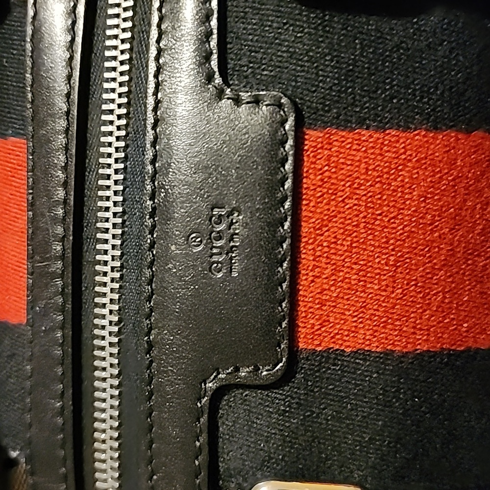 Gucci Blue and Red Stripe Monogram Bag - Picture 5 of 16